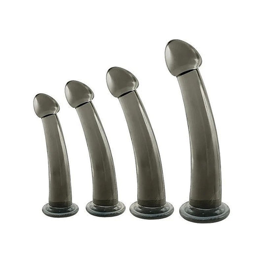 Black Axinite 4 In 1 Suction Cup Base Anal Plug Kit Set - Butt Plugs