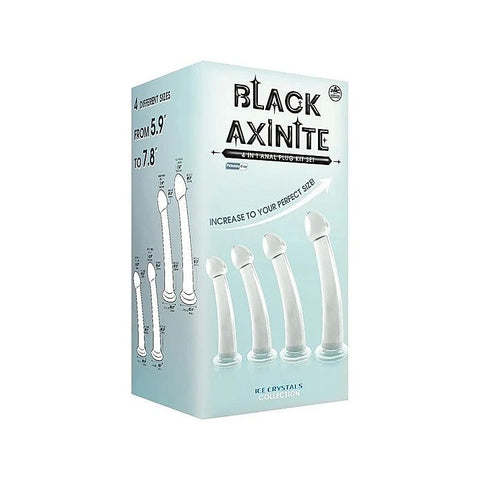 Black Axinite 4 In 1 Suction Cup Base Anal Plug Kit Set - Butt Plugs