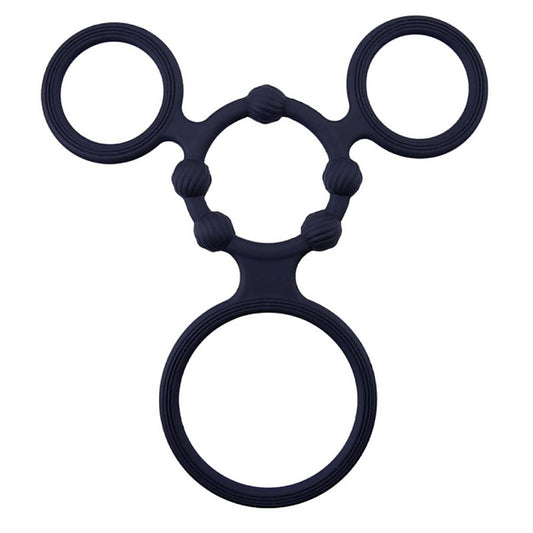 EnduCock Ring Silicone Triple Cock Ring With Ball Stretcher - Ball Stretchers and Crushers