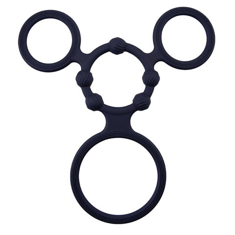 Enduring Silicone Triple Ring With Ball Stretcher - Ball Stretchers and Crushers