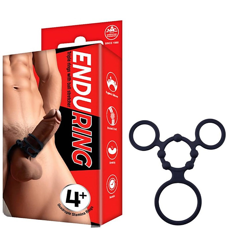 Enduring Silicone Triple Ring With Ball Stretcher - Ball Stretchers and Crushers