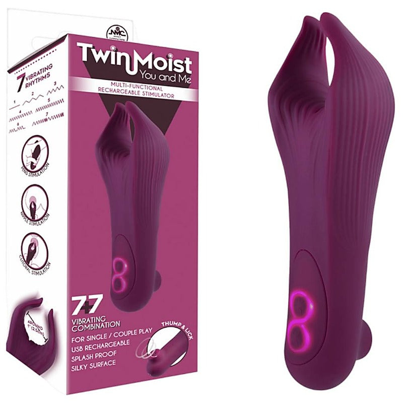 Twin Moist Multi Functional Rechargeable Stimulator - Clit Ticklers and Pulsators