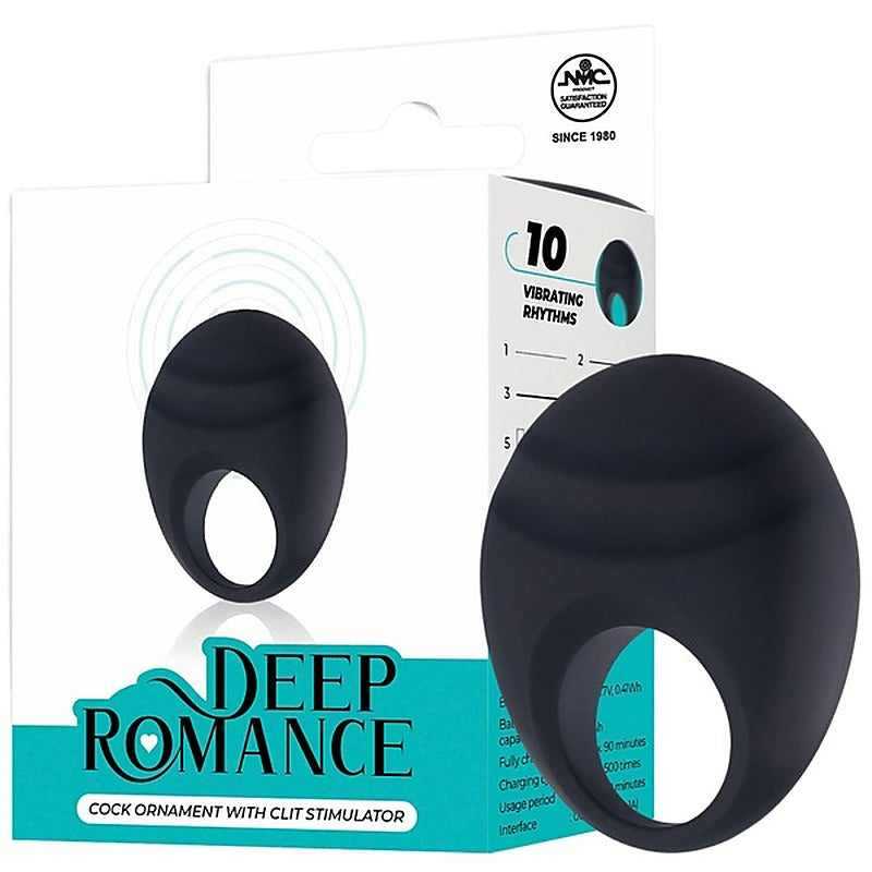 Deep Romance 10 Function Cock Ornament With Clit Stimulator - Vibrating Cock Rings