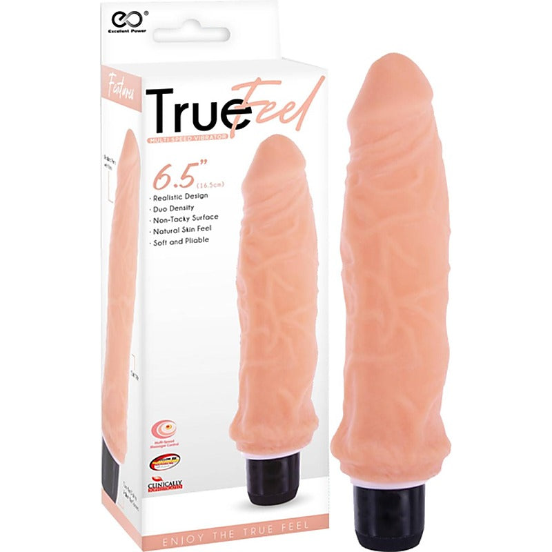 True Feel Ribbed Dual Density Realistic Vibrating Cock - Vibrating Dildos