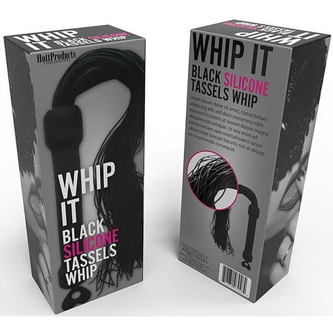 Whip It Black Tassel Silicone Bondage Whip by Hott Products - Whips And Crops
