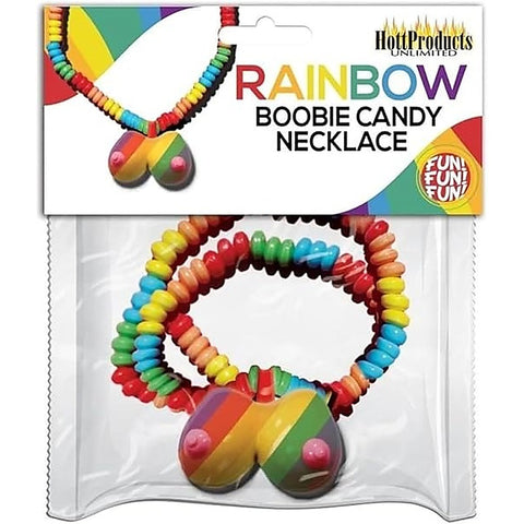 Rainbow Edible Boobie Candy Necklace by Hott Products - Party Gifts and Novelties