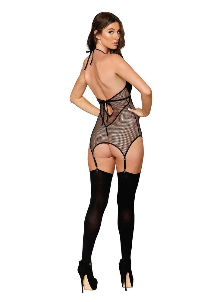 Dream Girl Lingerie Two layer Stretch Fishnet Garter Slip Womens Teddy - Teddies and Bodysuits