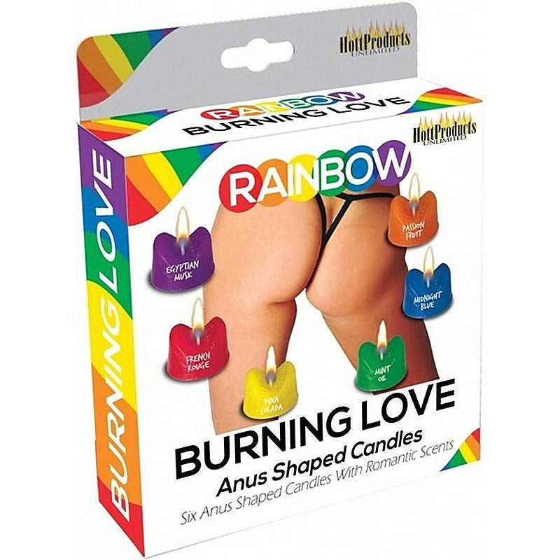 Hott Products Rainbow Burning Love 6 Sexy Anus Shaped Candles Intimate - Party Gifts and Novelties