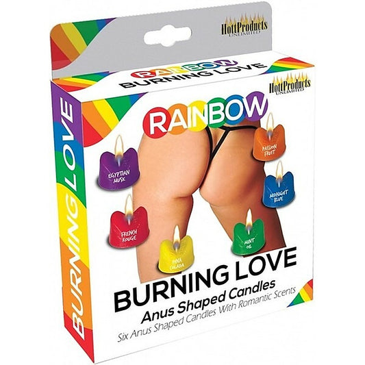 Rainbow Burning Love 6 Sexy Anus Shaped Candles - Party Gifts and Novelties