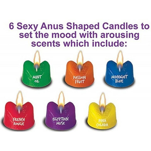 Hott Products Rainbow Burning Love 6 Sexy Anus Shaped Candles Intimate - Party Gifts and Novelties