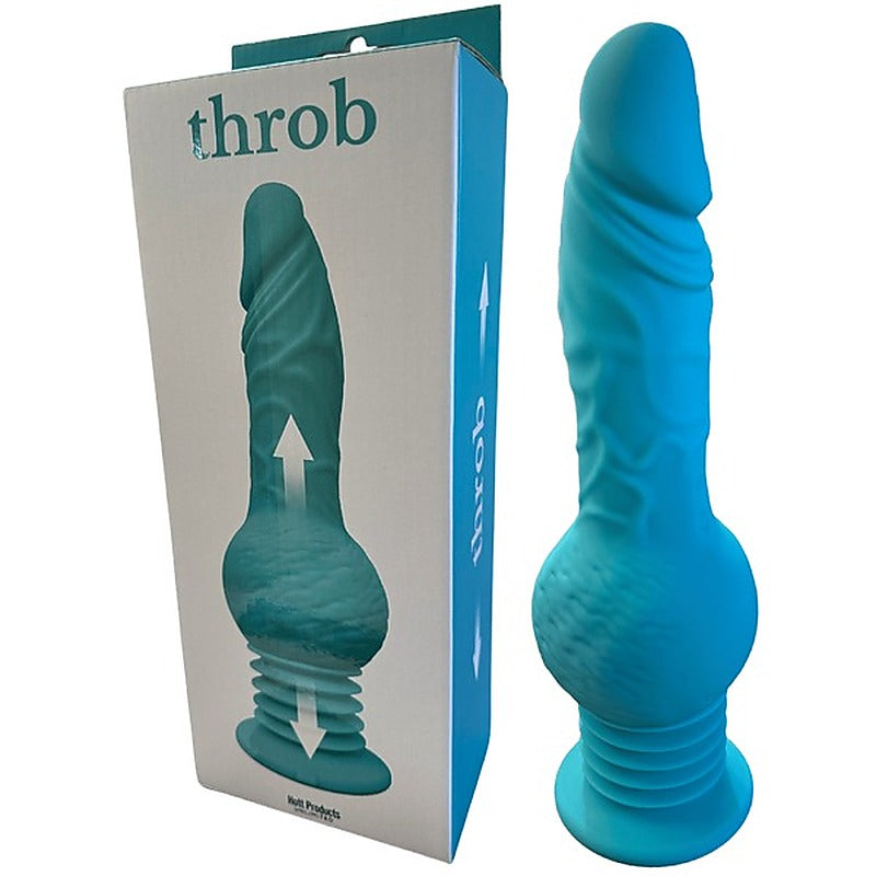 Hott Products Throb 10 Function Thrusting Dildo Vibrator Teal - Vibrating Dildos