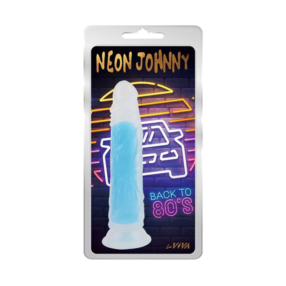 Pipedream Products Neon Johnny 8.4 Inches Realistic Silicone Dong - Blue - Realistic Dildos