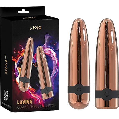 La Viva Quake Shell Multi Function Bullet Vibrator Rose Gold - Bullet Vibrators