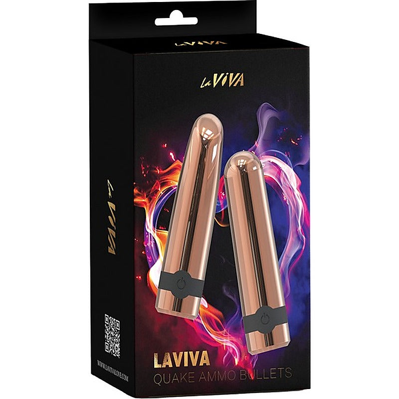 La Viva Quake Ammo 10 Function Bullet Vibrator Rose Gold - Bullet Vibrators
