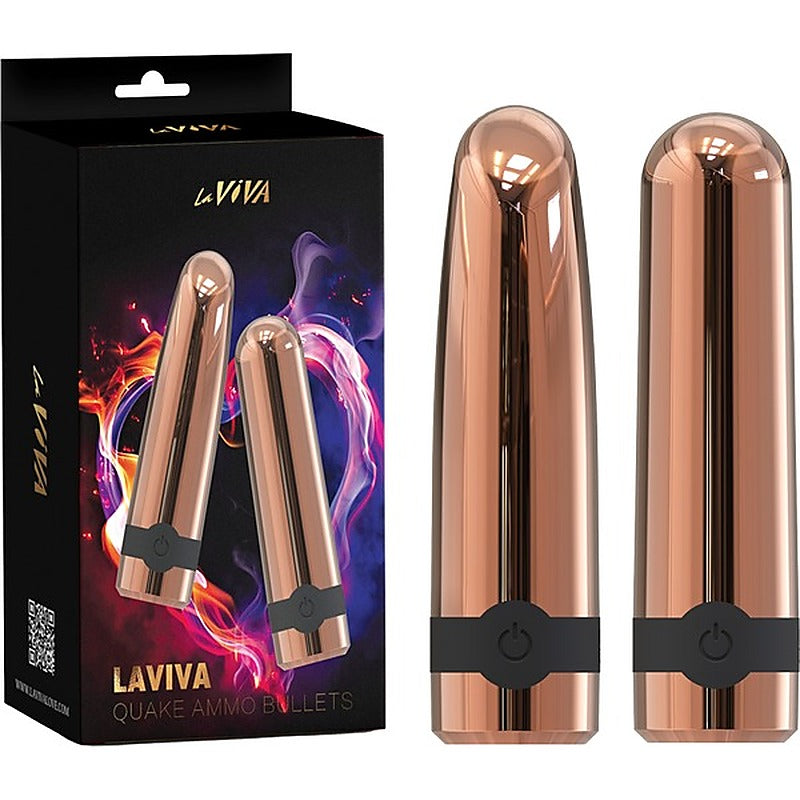 La Viva Quake Ammo 10 Function Bullet Vibrator Rose Gold - Bullet Vibrators