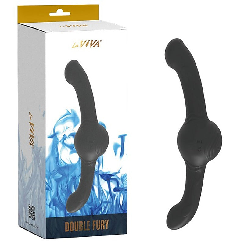 La Viva Double Fury Vibrating & Thrusting Dildo Black - Vibrating Dildos