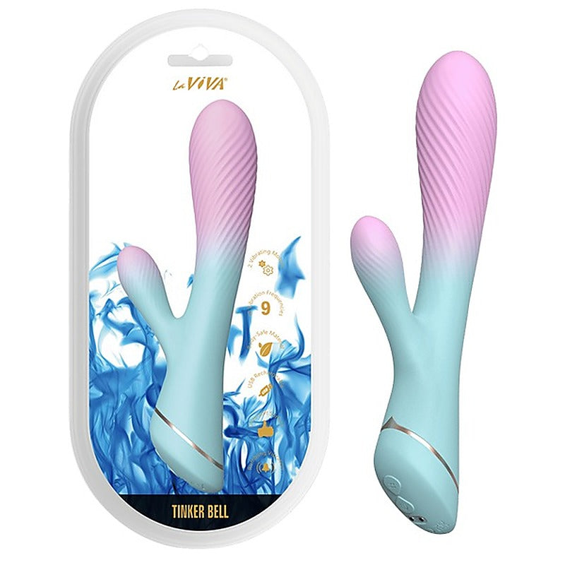 La Viva Tinker Bell USB Rechargeable Rabbit Vibrator Pink / Blue - Rabbit Vibrators