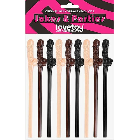 Willy Penis Shape Straws 9 Pack by Lovetoy - Party Gifts and Novelties