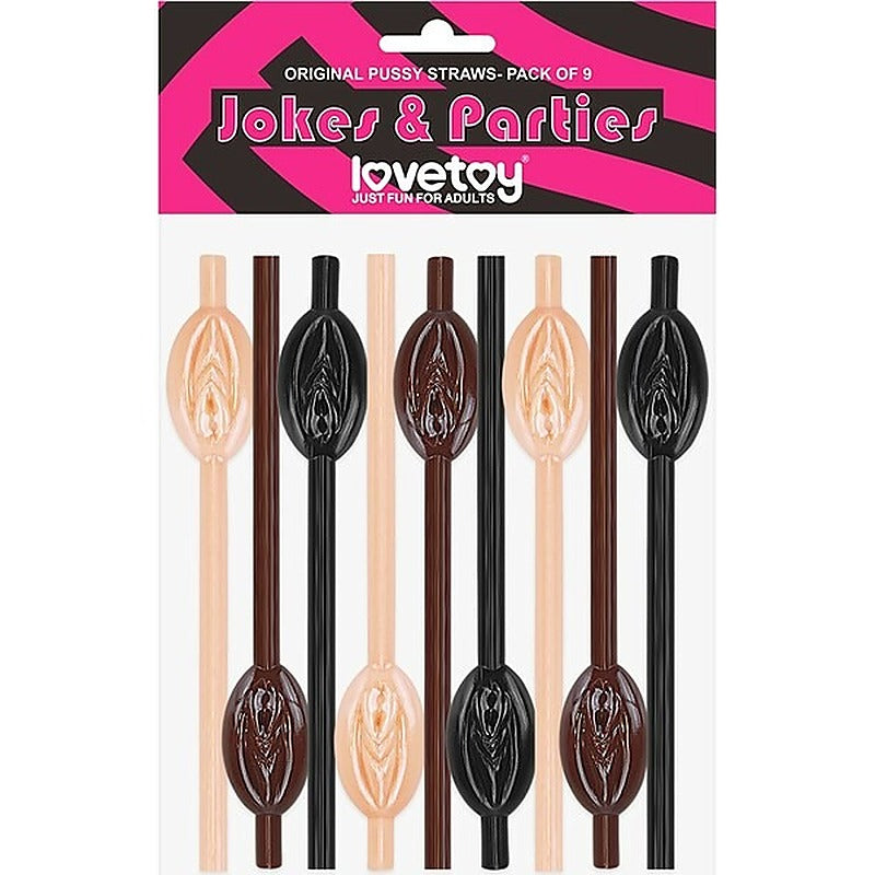 9 Pack Pussy Straws by Lovetoy - Party Gifts and Novelties