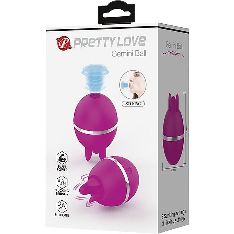 Pretty Love Gemini Ball Shape Rechargeable Clitoral Vibrator Purple Dual Ring - Clit Ticklers and Pulsators