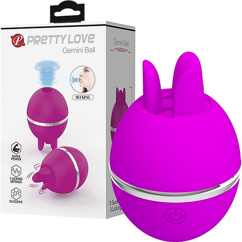 Pretty Love Gemini Ball Shape Rechargeable Clitoral Vibrator Purple Dual Ring - Clit Ticklers and Pulsators