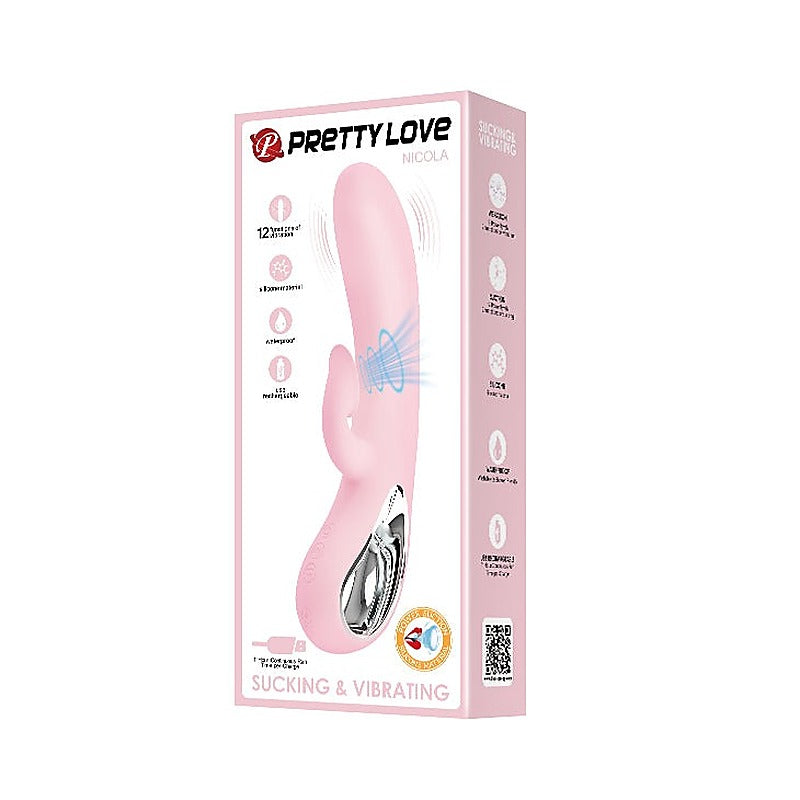 Pretty Love Nicola Silicone 24 Function Clit Suction Rabbit - Rabbit Vibrators