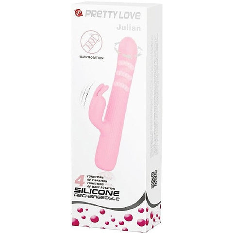 Pretty Love Rechargeable Julian Silicone Rabbit Vibrator Pink Dual Stimulation - Rabbit Vibrators
