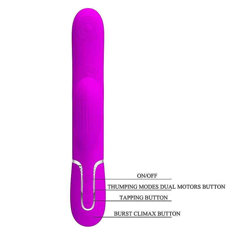 Pretty Love Perdita 3 in1 Multi Function Rabbit Style Vibrator with Ring - Rabbit Vibrators