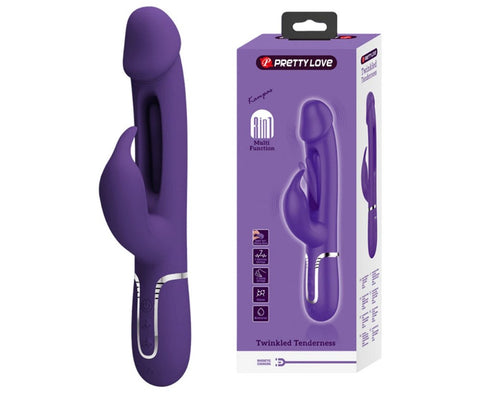 Pretty Love Kampas 3 in1 Multi Function Rechargeable Rabbit Vibrator Dual Ring - Rabbit Vibrators