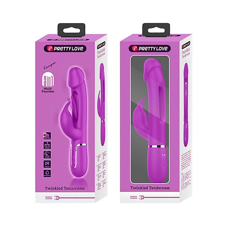 Pretty Love Kampas 3 in1 Multi Function Rechargeable Rabbit Vibrator Dual Ring - Rabbit Vibrators