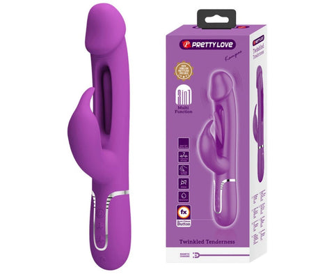 Pretty Love Kampas 3 in1 Multi Function Rechargeable Rabbit Vibrator Dual Ring - Rabbit Vibrators