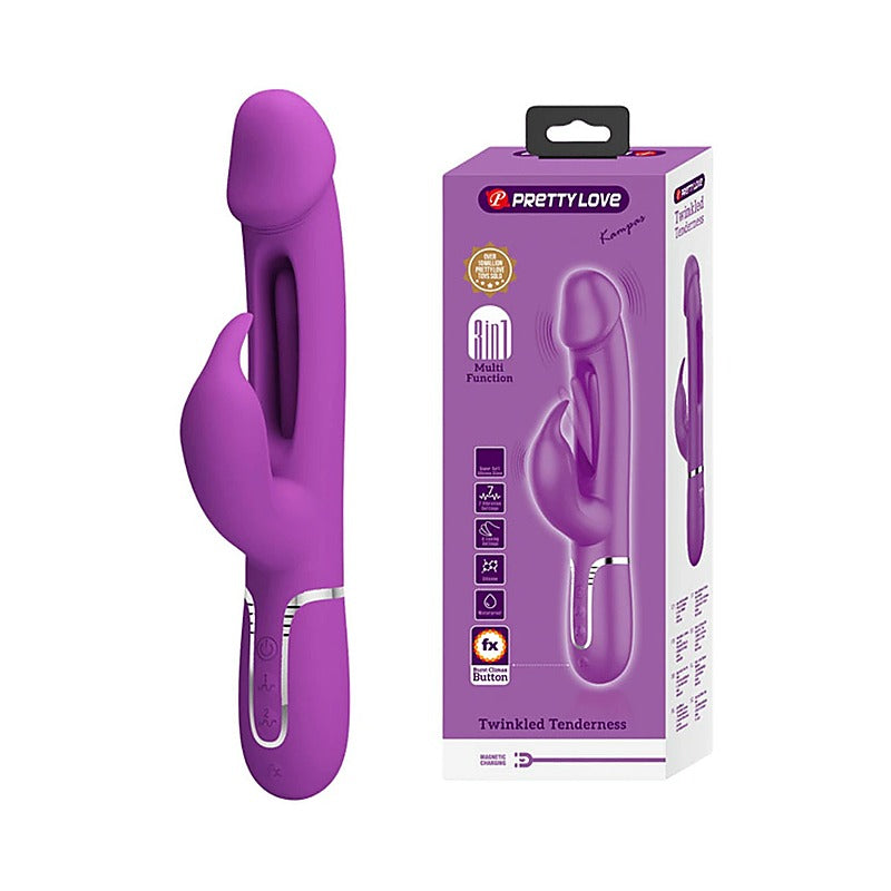 Pretty Love Kampas 3 in1 Multi Function Rechargeable Rabbit Vibrator Dual Ring - Rabbit Vibrators
