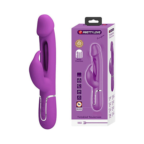 Pretty Love Kampas 3 in1 Multi Function Rechargeable Rabbit Vibrator Dual Ring - Rabbit Vibrators