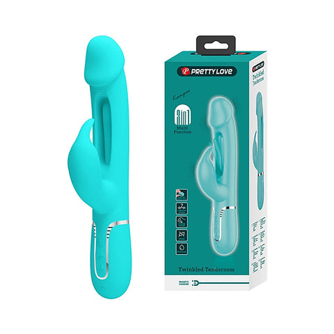 Pretty Love Kampas 3 in1 Multi Function Rechargeable Rabbit Vibrator Dual Ring - Rabbit Vibrators