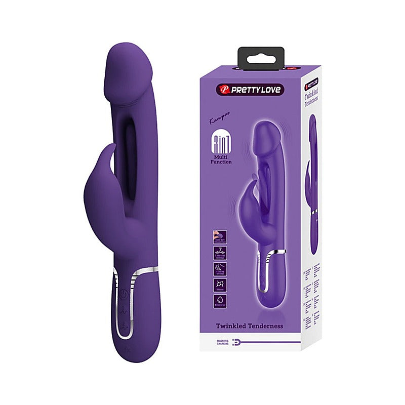 Pretty Love Kampas 3 in1 Multi Function Rechargeable Rabbit Vibrator Dual Ring - Rabbit Vibrators