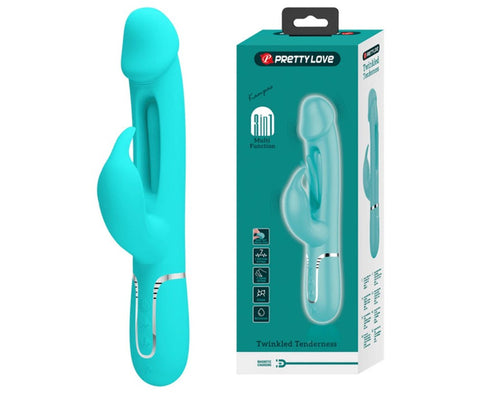 Pretty Love Kampas 3 in1 Multi Function Rechargeable Rabbit Vibrator Dual Ring - Rabbit Vibrators