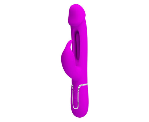 Pretty Love Kampas 3 in1 Multi Function Rechargeable Rabbit Vibrator Dual Ring - Rabbit Vibrators