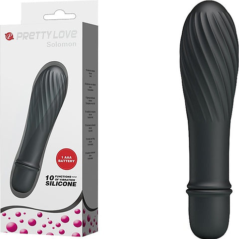 Baile Pretty Love Solomon 10 Function G Spot Silicone Vibrator Black Curved Design - G-Spot Vibrators