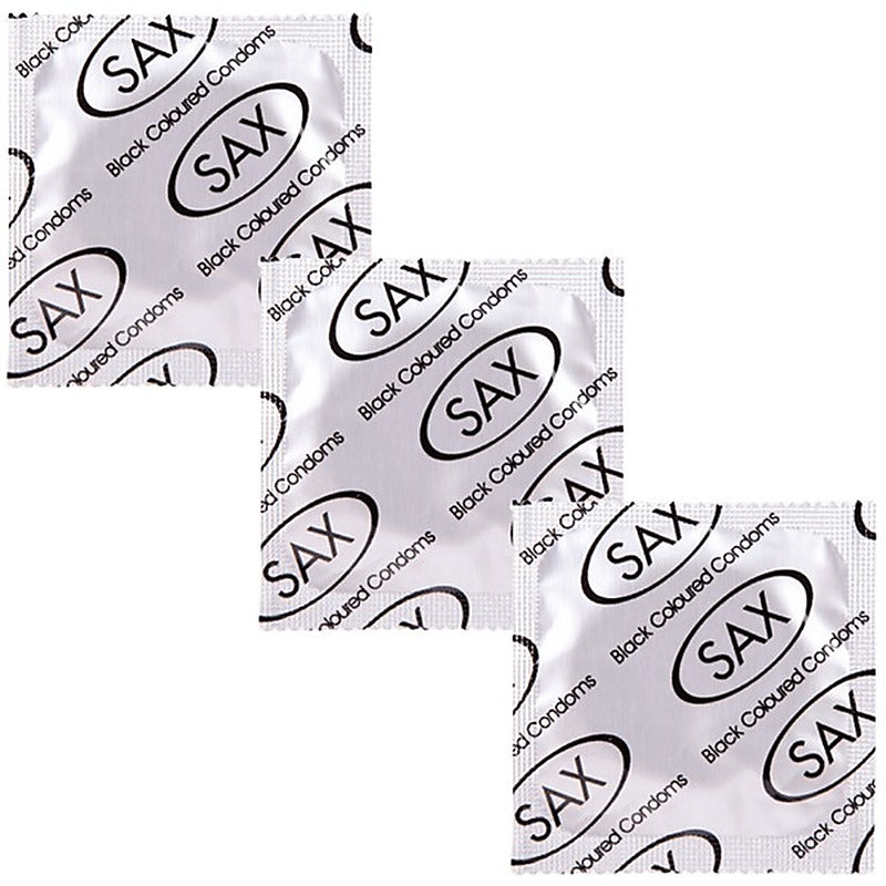 Sax Black Straight Shafted Smooth Latex Condoms 144 Pack - Condoms