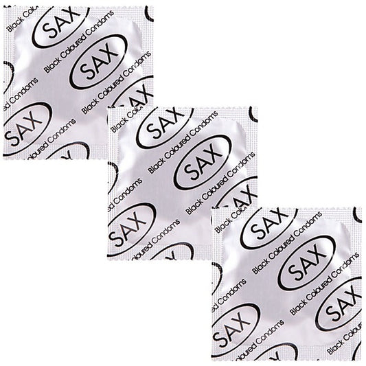 Black Straight Shafted Smooth Latex Condoms by Sax - Condoms