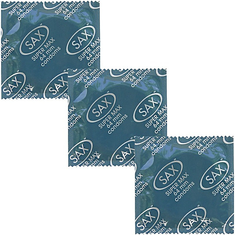 Sax Super Max Fit Smooth Latex Condoms 64mm 144 Pack - Condoms