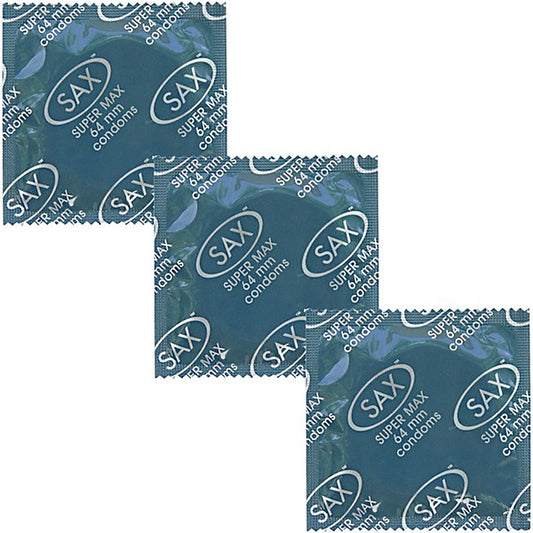 Super Max Fit Smooth Latex Condoms 64mm by Sax - Condoms
