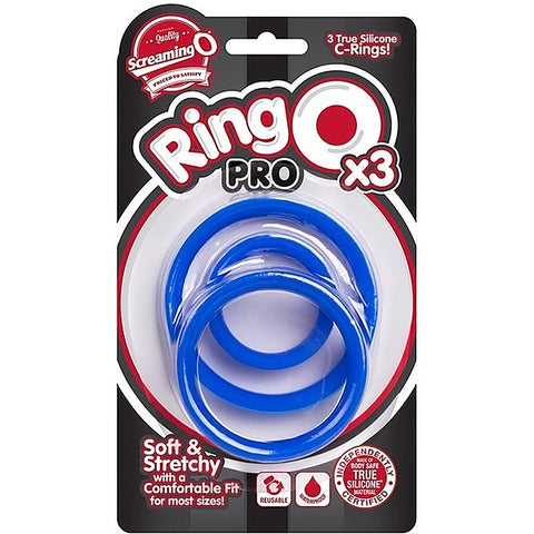 RingO Pro X3 Silicone Cock Ring Set by Screaming O - Cock Ring Sets