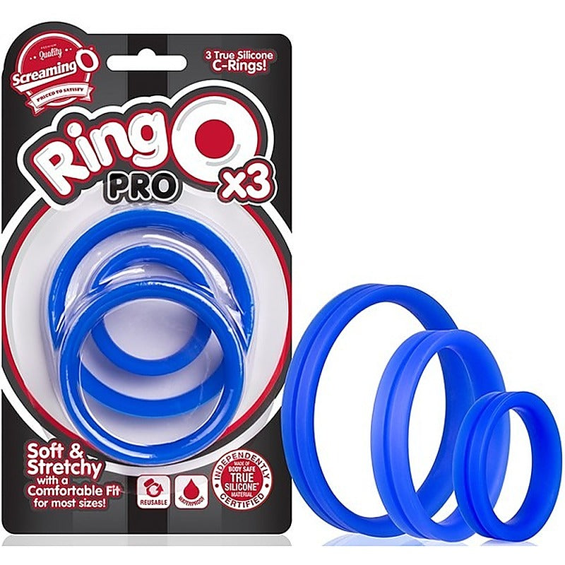 RingO Pro X3 Silicone Cock Ring Set by Screaming O - Cock Ring Sets
