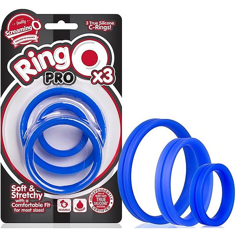 RingO Pro X3 Silicone Cock Ring Set by Screaming O - Cock Ring Sets