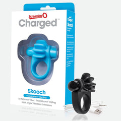 Charged Skooch 10 Functions Vibrating Mens Cock Ring - Blue - Vibrating Cock Rings
