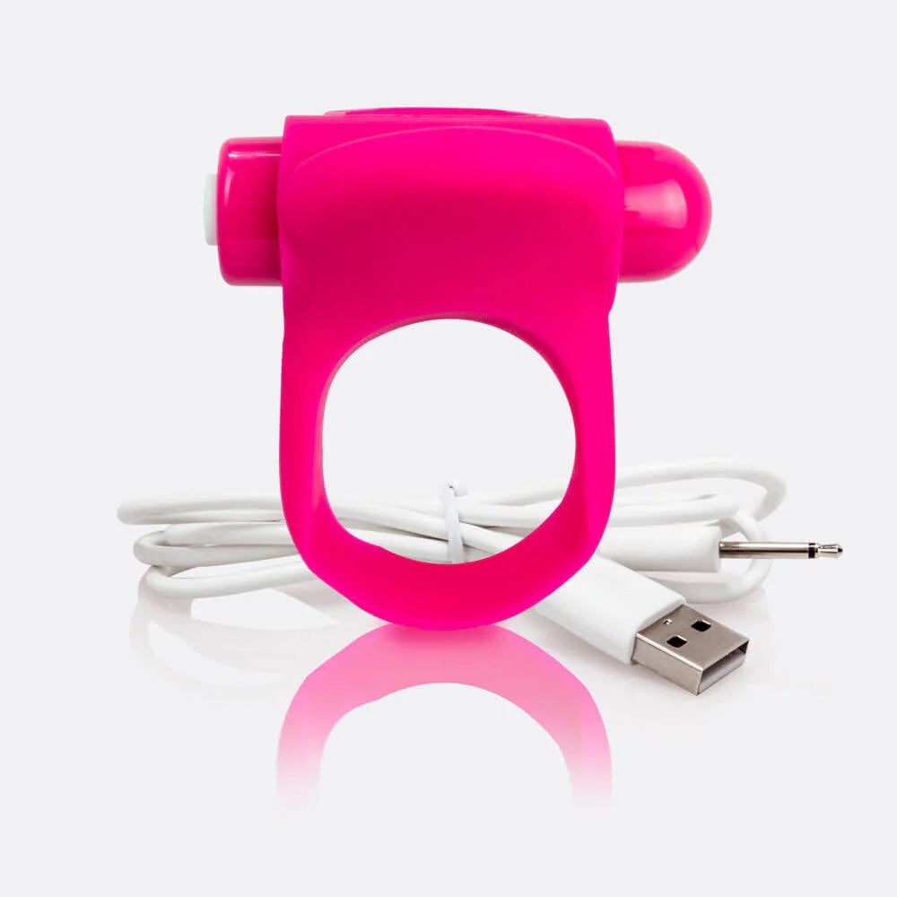Screaming O Charged You Turn Plus Rechargeable Vibrating Cock Ring Multi Function - Strawberry - Vibrating Cock Rings