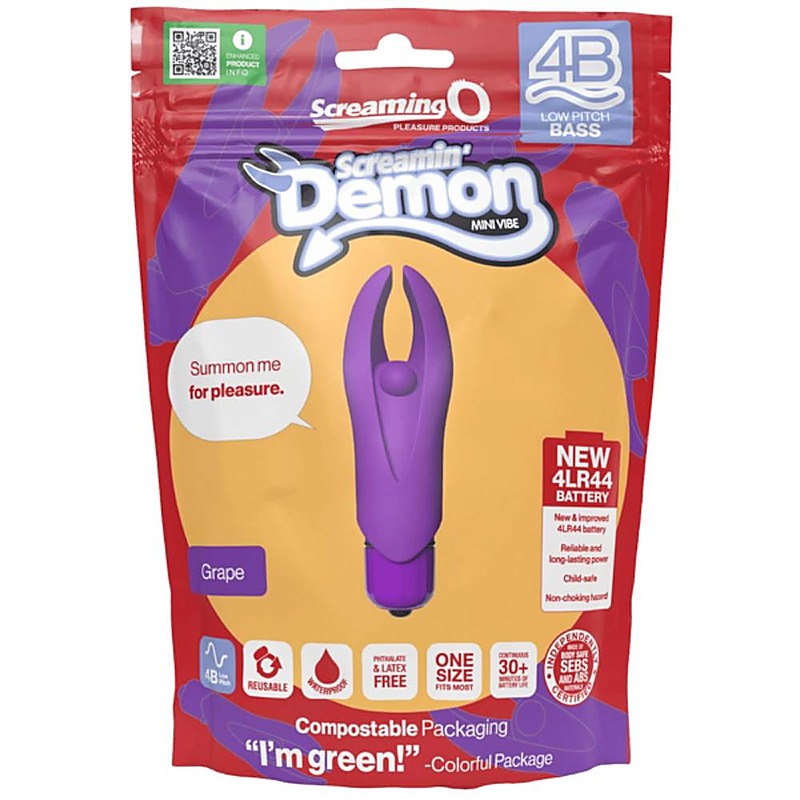 Screaming O Demon 4B Low Pitch Bass Clitoral Vibrator with Deep Rumbling - Clit Ticklers and Pulsators