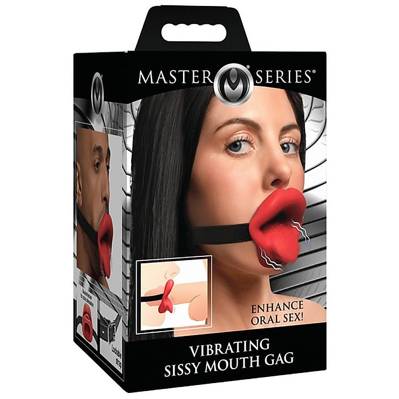 Master Series Vibrating Sissy Bondage Mouth Gag by XR Brands - Bondage Gags and Bits
