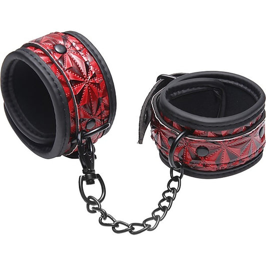 Crimson Tied Embossed Bondage Ankle Cuffs by XR Brands - Cuffs And Restraints